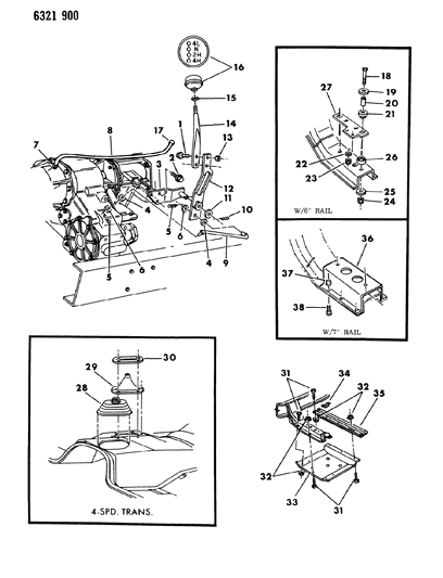 1987 Dodge D150 Controls & Mounting, Transfer Case Diagram 1 - Thumbnail