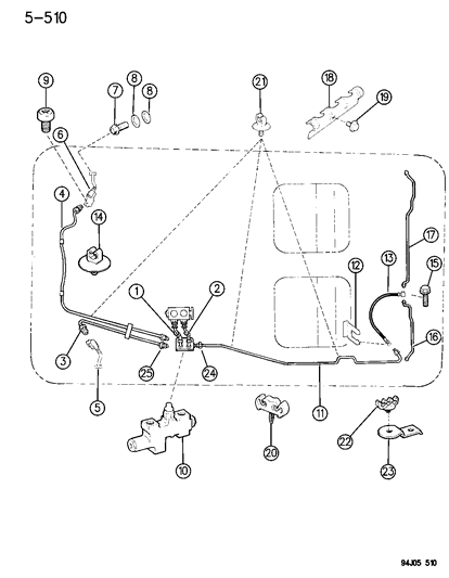 1995 Jeep Wrangler Brake Lines & Hoses Diagram