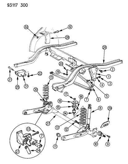 1993 Chrysler LeBaron Axle Bushing Diagram for 4626241