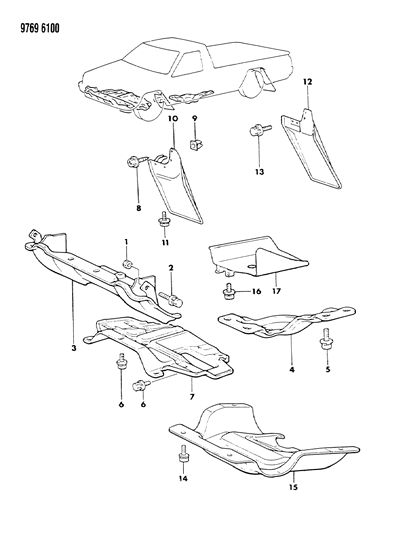 1989 Dodge Ram 50 Mud Guards - Protectors & Splash Shields Diagram