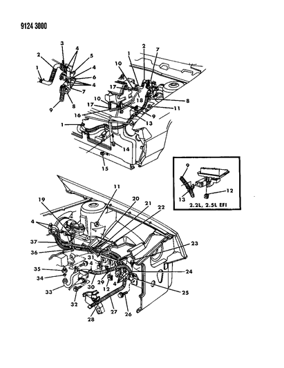 1989 Dodge Spirit Plumbing - A/C & Heater Diagram 1 - Thumbnail
