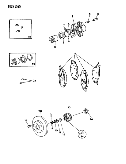 1989 Chrysler LeBaron GTC Brakes, Front Diagram 2 - Thumbnail