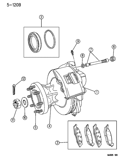 1994 Dodge Ram 2500 Brakes, Front Diagram 2 - Thumbnail