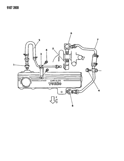 1989 Chrysler LeBaron GTC Turbo Water Cooled System Diagram