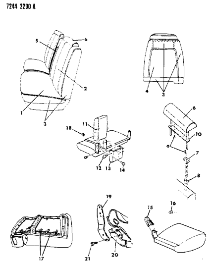 1987 Dodge Diplomat Seat - Front Fleet - Police & Others Diagram 1 - Thumbnail
