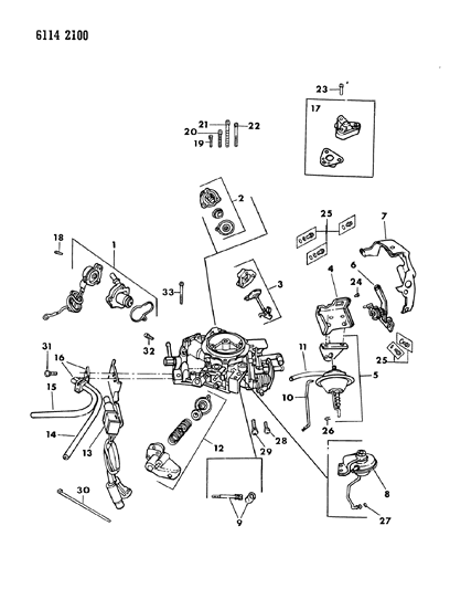 1986 Chrysler LeBaron Base Carburetor External Components Diagram