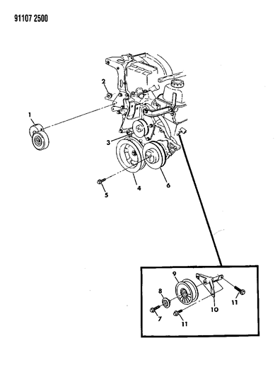 1991 Dodge Caravan Drive Pulleys Diagram 3 - Thumbnail