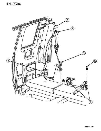 1996 Dodge Dakota Belt, Inner, Rear Driver Side Diagram for F813KM6