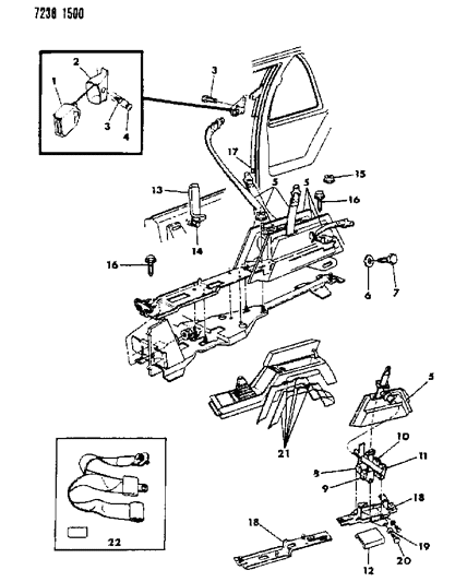 1987 Dodge Daytona Belt - Front Seat Diagram 1 - Thumbnail