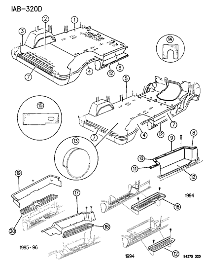 1994 Dodge Ram Wagon Carpets-Mats-Scuff Plates, Rear Diagram