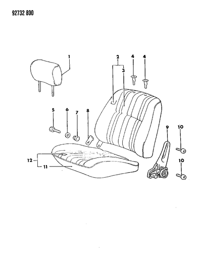 1992 Dodge Colt Front Seat Diagram 2 - Thumbnail