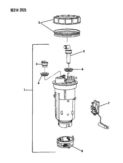 1992 Dodge Ram Wagon Fuel Pump & Level Unit Diagram