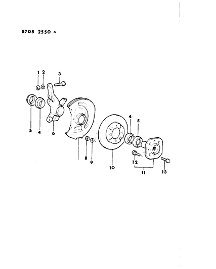 1985 Dodge Colt Brake Disc & Bearings, Front Diagram 2 - Thumbnail