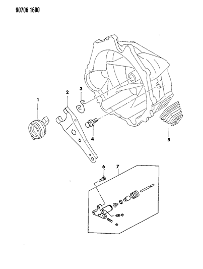 1990 Dodge Ram 50 Controls, Clutch Diagram 1 - Thumbnail