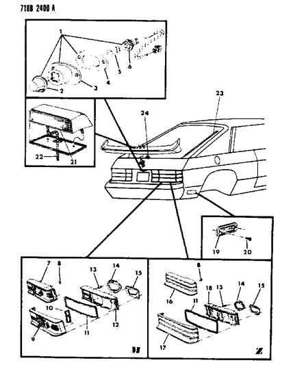 1987 Dodge Omni Lamps & Wiring - Rear Diagram 1 - Thumbnail