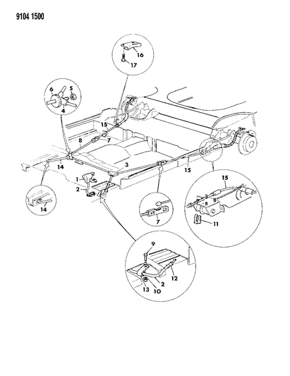 1989 Chrysler TC Maserati Front Cable Diagram for 4294764