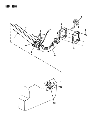 1989 Dodge D150 Fuel Tank Filler Tube Diagram 2 - Thumbnail