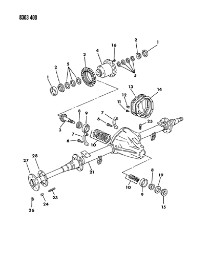 1989 Dodge D150 Axle, Rear Diagram 1 - Thumbnail