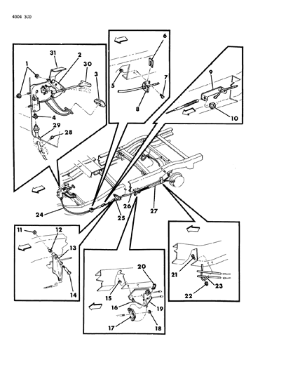 1984 Dodge D350 Lever & Cables, Parking Brake Diagram 2 - Thumbnail