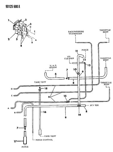1990 Chrysler New Yorker Base Model Emission Hose Harness Diagram 1 - Thumbnail