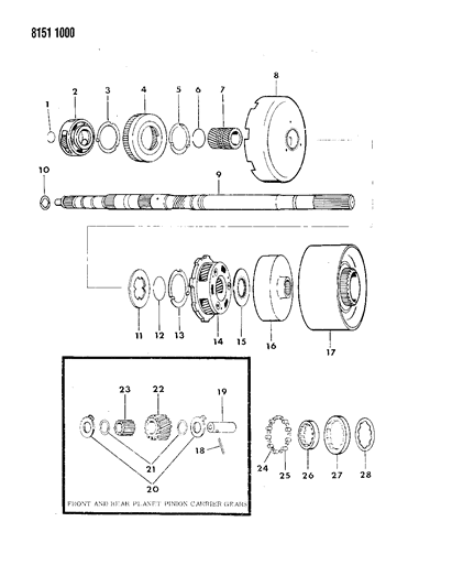 1988 Dodge Diplomat Gear Train & Output Shaft Diagram 1 - Thumbnail