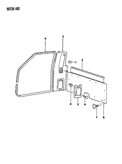 1990 Dodge Ram 50 B-Pillar & Back Panel Trim Diagram 1 - Thumbnail