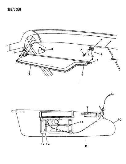 1992 Dodge Ram Van Sunvisor Diagram for L559MD5