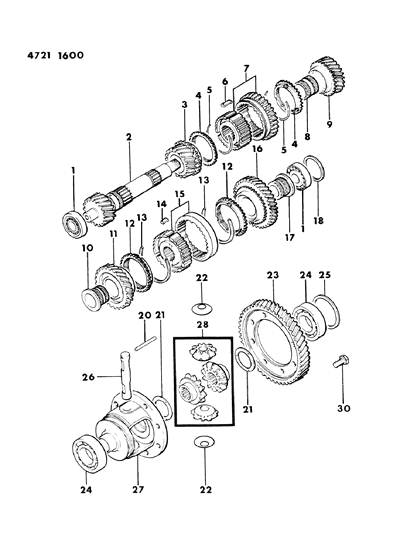 1984 Dodge Colt Gear, First Speed, J Engine 4 Speed Trans. Diagram for MD715771