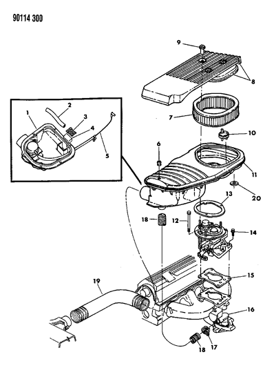 1990 Chrysler New Yorker Base Model Air Cleaner Diagram 1 - Thumbnail