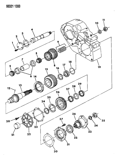 1992 Dodge D150 Case, Transfer, Shafts And Gears Diagram 1 - Thumbnail