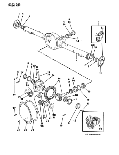 1987 Dodge D150 Axle, Rear, With Differential And Carrier Diagram 2 - Thumbnail