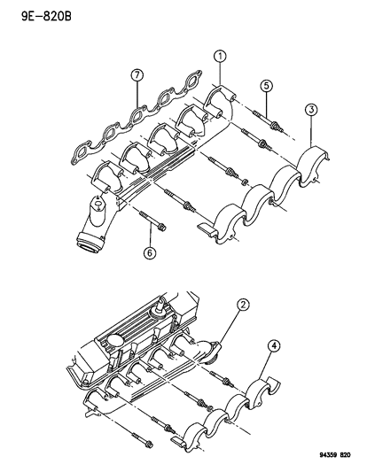 1994 Dodge Ram 2500 Manifolds - Intake & Exhaust Diagram 4 - Thumbnail
