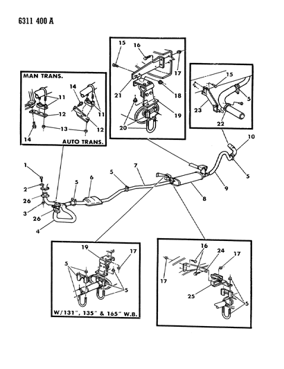1987 Dodge D150 Exhaust System Diagram 3 - Thumbnail