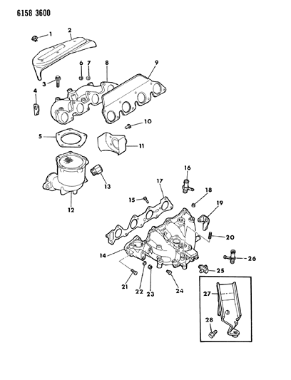 1986 Chrysler LeBaron Base Manifold - Intake & Exhaust Diagram 2 - Thumbnail