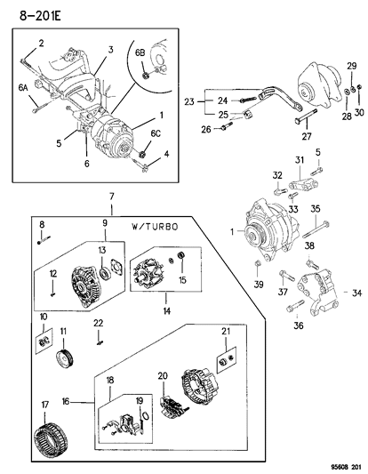 1996 Dodge Avenger Idler Pulley Bolt, Upper Diagram for 6504286