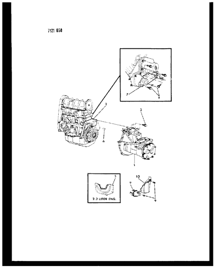 1987 Dodge Aries Transaxle Assemblies & Mounting of Manual Transmission Diagram