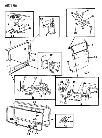 1992 Dodge Ram Van Lock Washer, Driver Side Diagram for 55134502