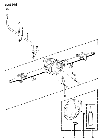 1985 Jeep J20 Axle Housing, Rear Diagram 3 - Thumbnail