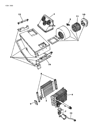 1985 Dodge Ram Wagon Air Conditioner & Heater Unit Diagram 1 - Thumbnail
