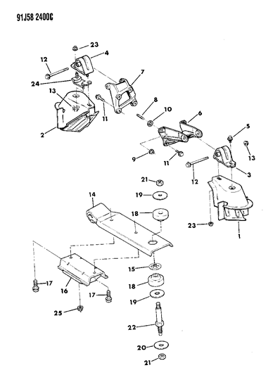 1991 Jeep Wrangler Engine Mounting Diagram 1 - Thumbnail