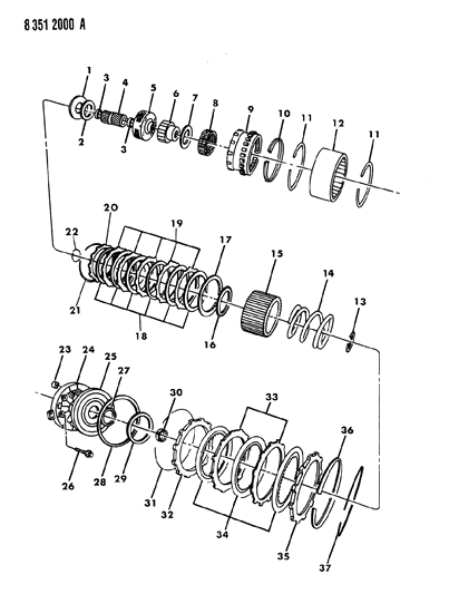 1988 Dodge D350 Retainer, W/Bushing, Front Clutch, Use W/4471486 Diagram for 147483