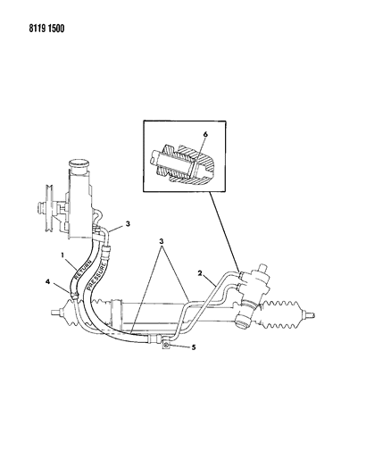 1988 Chrysler New Yorker Base Model Hose Chart - Power Steering Pump Diagram