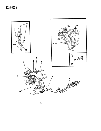 1989 Dodge Ram Van A.I.R. Pipe Diagram for 4324128
