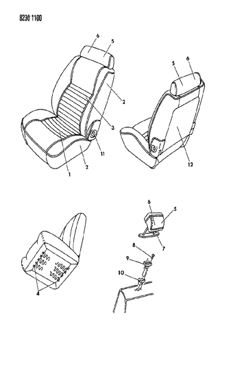 1988 Dodge Omni Front Seat Diagram 1 - Thumbnail