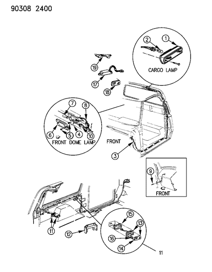 1993 Dodge D250 Bulb, Non - Dimming Lamps Diagram for 9427943