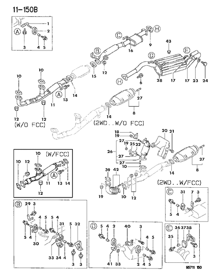 1996 Dodge Stealth Exhaust System Diagram 2 - Thumbnail