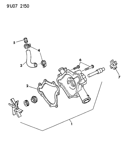 1993 Jeep Grand Cherokee Water Pump & Related Parts Diagram 2 - Thumbnail