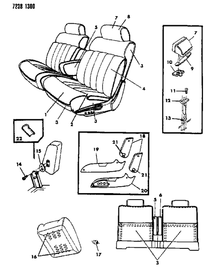 1987 Dodge 600 Sedan Front Seat Diagram 1 - Thumbnail