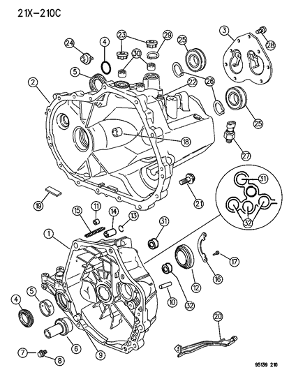 1995 Chrysler Cirrus Bushing, Detent Plunger, 11Mm Inside Diameter, 10Mm Length Diagram for 4740892