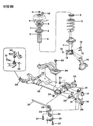 1991 Dodge Caravan Stabilizer Bar Bushing Diagram for 4449567